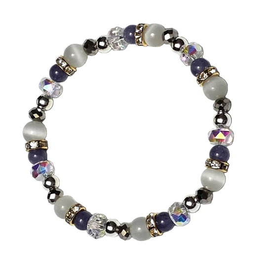white, clear, lavender, grey, silver and gold with rhinestones, sparkles bracelet