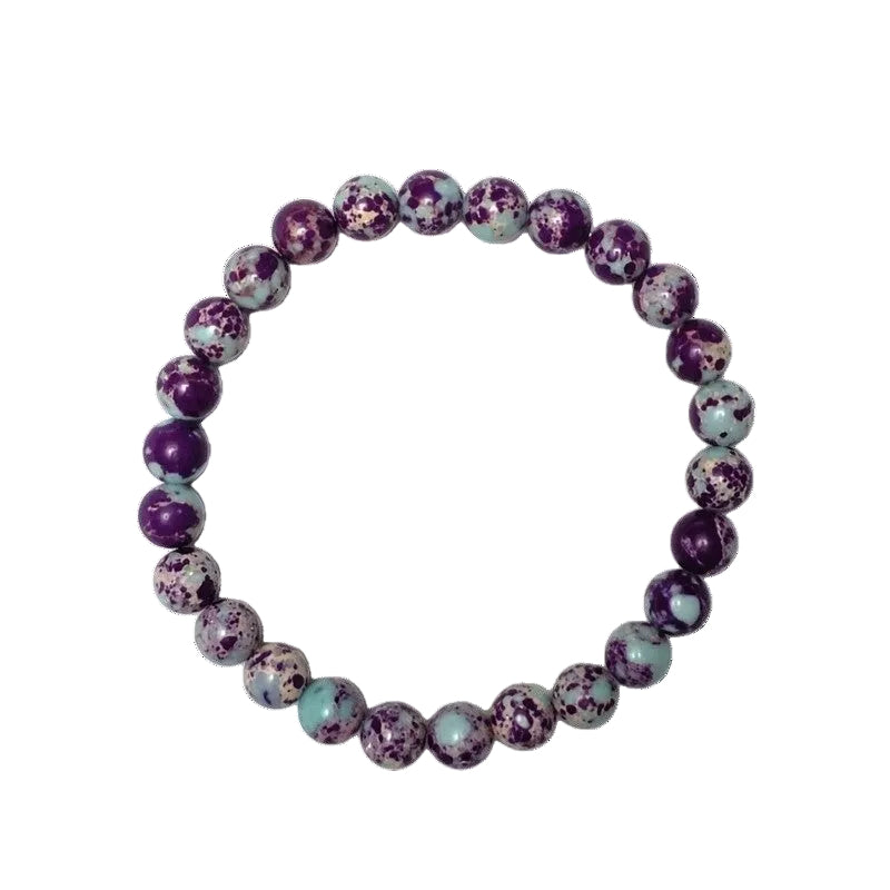 Purple and blue galaxy imperial jasper sea sediment bead bracelet by Fancyness Revival.
