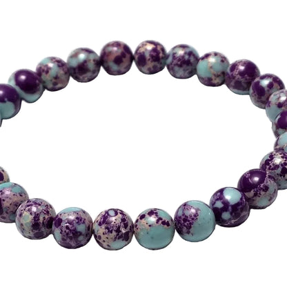 Purple and blue galaxy imperial jasper sea sediment bead bracelet by Fancyness Revival.