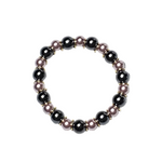 metallic grey and lavender beads with gold rings